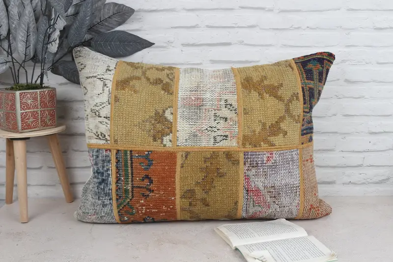Outdoor Cushion, Cushion Cover, Accent Pillow Sham, Pillow for Couch, Boho Pillow Sham Cover, Kilim Cushion Sham, 20x28 Red Cushion - 1
