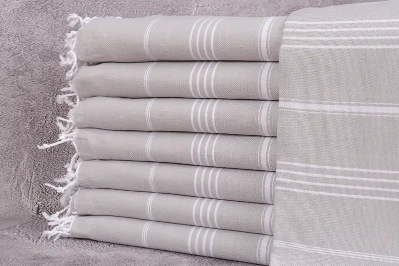 Personalized Turkish Towel, Striped Beige, 40x71 Inches