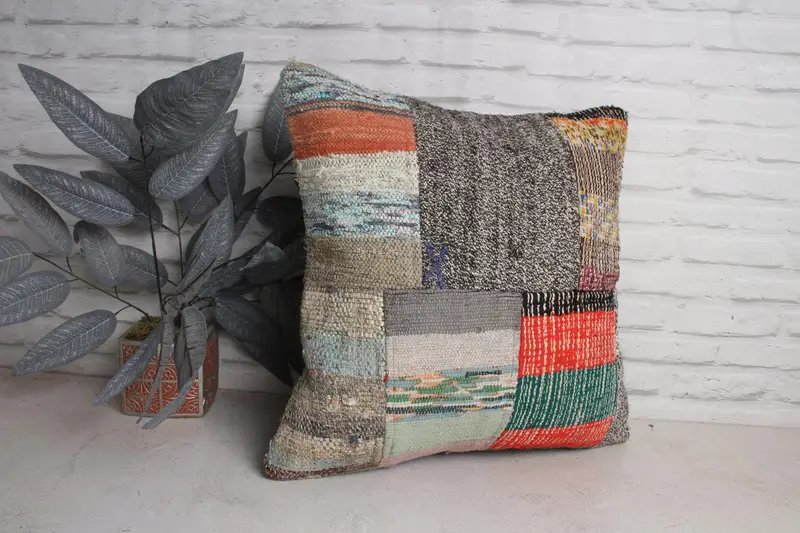 Toss Cushion Cover, Boho Pillow Sham Cover, Kilim Pillow Cover, Authentic Pillow, 20x20 Beige Pillow Case, Turkish Pillow, Cushion Case - 3