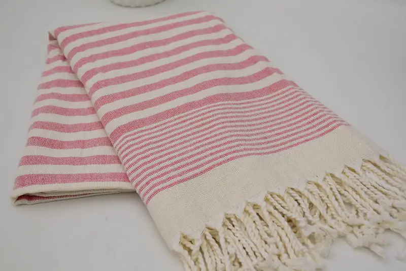 Organic towel, Custom Turkish Towel, Summer Gift, Gift For Bride, Soft and absorbent Turkish towel, Turkish towel, 68x40 Cotton Striped Terry Towel - 4