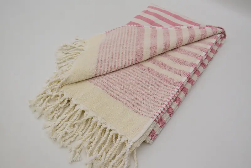 Organic towel, Custom Turkish Towel, Summer Gift, Gift For Bride, Soft and absorbent Turkish towel, Turkish towel, 68x40 Cotton Striped Terry Towel - 6