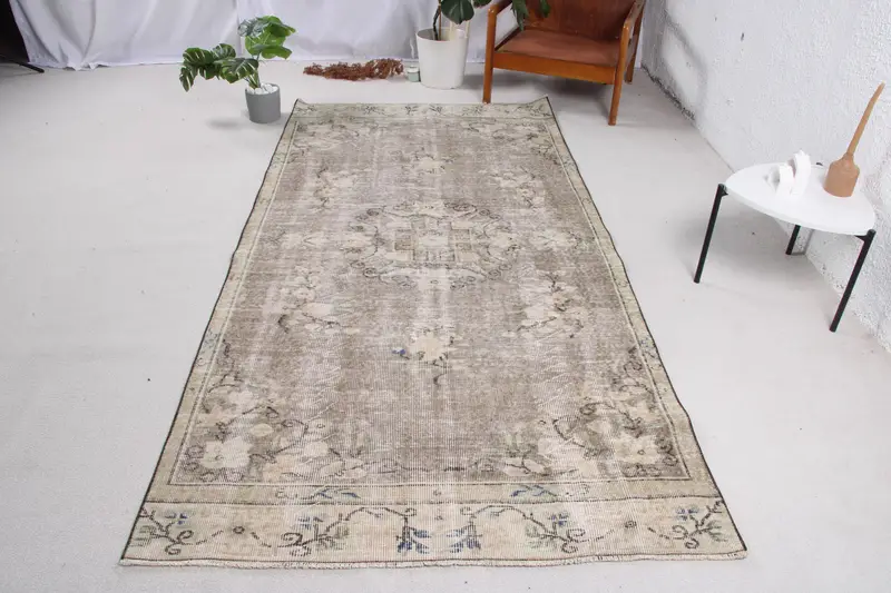 Gri, Yeşil Hayvan Baskılı Halı, 4,3x8,6 ft Zarif Dekor