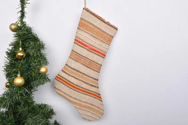 Patrón de adornos navideños, calcetín navideño único de 7 pulgadas