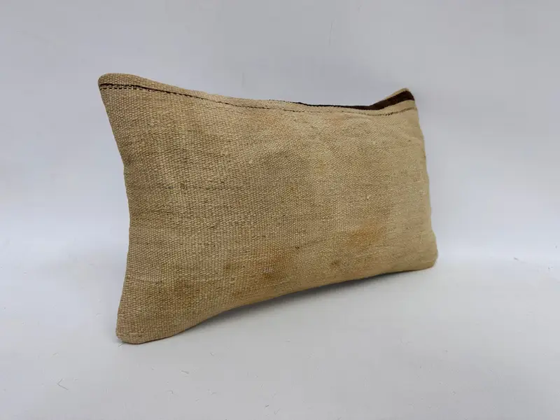 Türkisches Kissen, helles Kissengehäuse, 12x20 Beige Kissen, Kilimkissenbezug, Vintage Kilim -Kissen, Kissen, nachhaltiges Kissen - 3