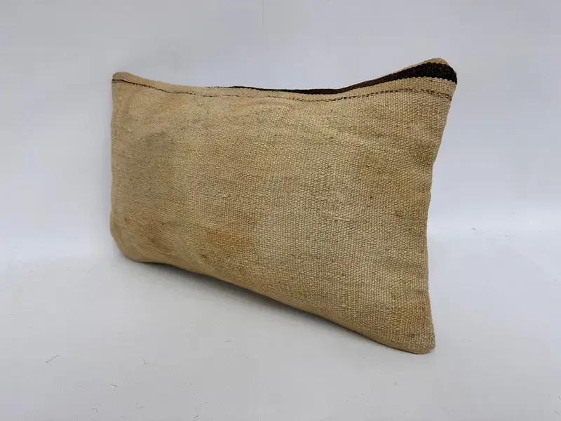 Türkisches Kissen, helles Kissengehäuse, 12x20 Beige Kissen, Kilimkissenbezug, Vintage Kilim -Kissen, Kissen, nachhaltiges Kissen - 4