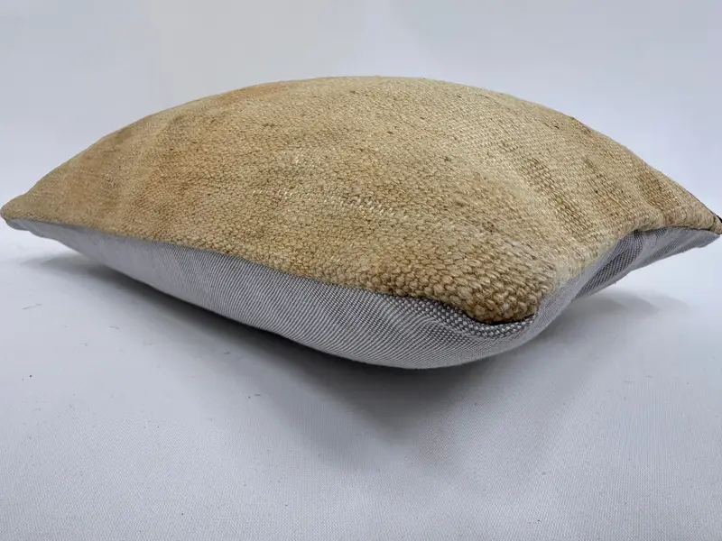 Türkisches Kissen, helles Kissengehäuse, 12x20 Beige Kissen, Kilimkissenbezug, Vintage Kilim -Kissen, Kissen, nachhaltiges Kissen - 6