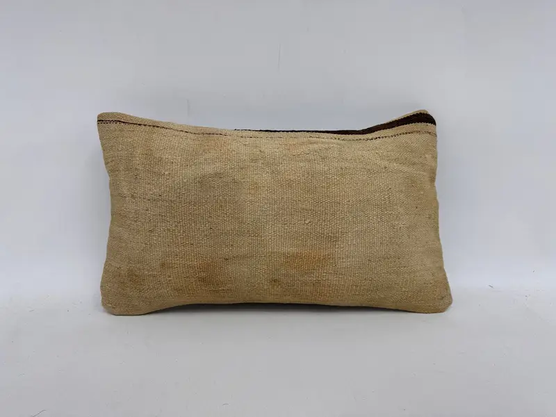 Türkisches Kissen, helles Kissengehäuse, 12x20 Beige Kissen, Kilimkissenbezug, Vintage Kilim -Kissen, Kissen, nachhaltiges Kissen - 1