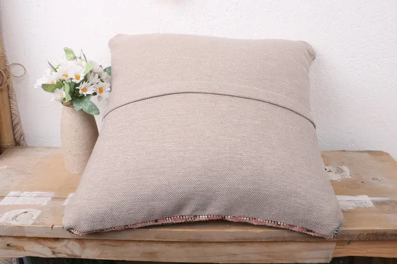 Bolster Throw Cushion Case, Pastel Pillow, 16x16 Beige Cushion Cover, Antique Pillows, Handmade Kilim Cushion, Throw Kilim Pillow, Cushion - 7