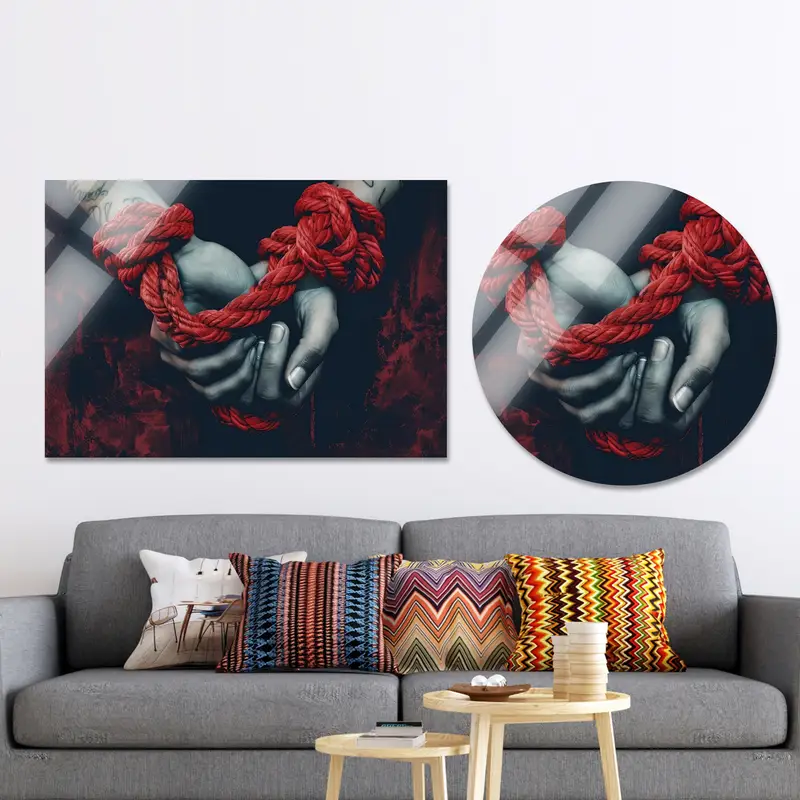 Zarif Kanvas Tablo: Kırmızı İp, Aşk ve Yatak Odası Mutluluğu