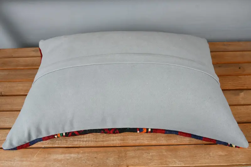 Ethnical Kilim Rug Pillow, Bed Cushion, Turkish Corner Cushion, 16x24 Blue Pillow, Home Decor Pillow, Lounge Throw Cushion, Cushion, Vintage Pillow - 4