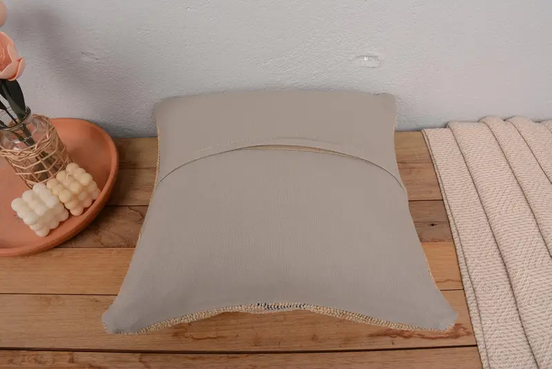 Kilim Pillow Cover, Car Pillow Case, Antique Pillows, Authentic Cushion, 18x18 Beige Cushion, Home Decor Pillow, Cushion, Bench Cushion - 6