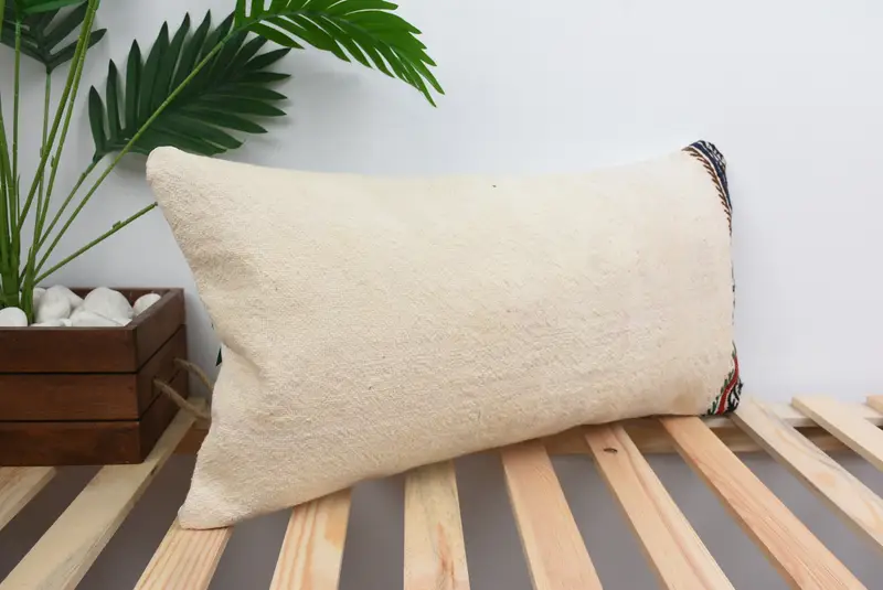 Turkish Pillow, Pillow Cover, 12x24 White Cushion Cover, Antique Pillows, Nomadic Pillow Sham, Vintage Kilim Pillow, Outdoor Cushion Cover - 4