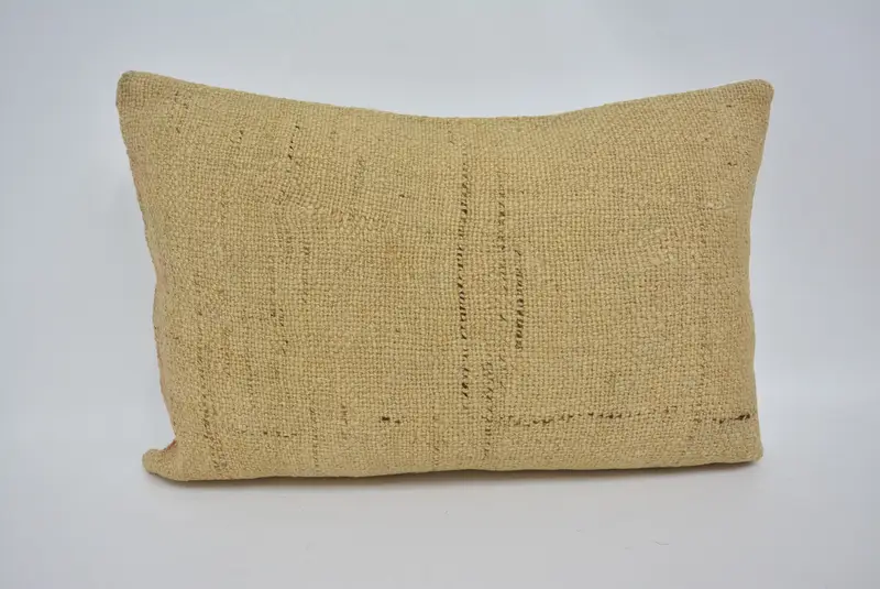 Pillow Cover, Vintage Kilim Throw Pillow, Car Pillow Cover, Kilim Pillow Cover, 16x24 Beige Cushion Case, Pillow for Sofa, Wool Kilim Pillow Pillow - 1