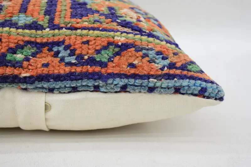 12x12 Orange Pillow Case, Knitted Pillow Cover, Antique Pillows, Pillow Sham, Kilim Pillow, Throw Kilim Pillow, Farmhouse Cushion, Toss Cushion - 5
