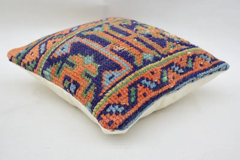 12x12 Orange Pillow Case, Knitted Pillow Cover, Antique Pillows, Pillow Sham, Kilim Pillow, Throw Kilim Pillow, Farmhouse Cushion, Toss Cushion - 6