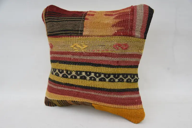 12x12 Yellow Cushion Cover, Outdoor Bolster Cushion, Vintage Throw Cushion, Home Decor Pillow, Pillow, Kilim Cushion Sham, Handmade Kilim Cushion - 3