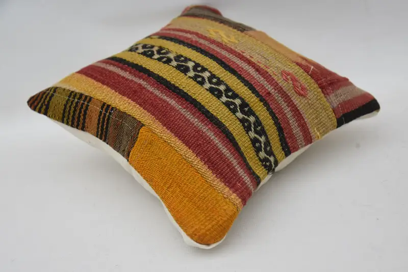 12x12 Yellow Cushion Cover, Outdoor Bolster Cushion, Vintage Throw Cushion, Home Decor Pillow, Pillow, Kilim Cushion Sham, Handmade Kilim Cushion - 6