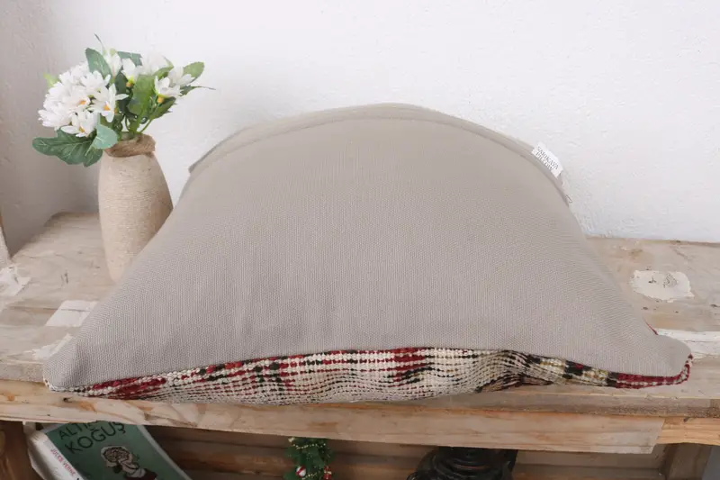 Antique Pillows, Neutral Throw Pillow, Pillow for Sofa, Ottoman Pillow Case, Vintage Kilim Throw Pillow, Bed Cushion, 16x16 Red Pillow Cover, Pillow - 7