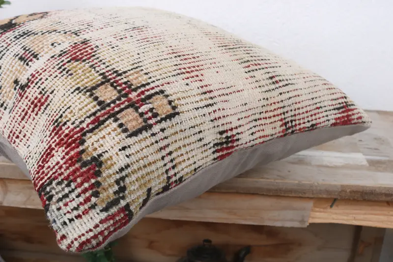 Antique Pillows, Neutral Throw Pillow, Pillow for Sofa, Ottoman Pillow Case, Vintage Kilim Throw Pillow, Bed Cushion, 16x16 Red Pillow Cover, Pillow - 6