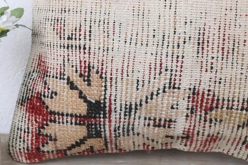 Antique Pillows, Neutral Throw Pillow, Pillow for Sofa, Ottoman Pillow Case, Vintage Kilim Throw Pillow, Bed Cushion, 16x16 Red Pillow Cover, Pillow - 3