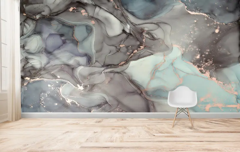 Zarif Gri Mermer Baskılı Duvar Kağıdı: Çağdaş Lüks Dekor