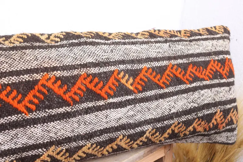 Ethnical Kilim Rug Pillow, Pillow Sham, 12x48 Red Pillow Cover, Pillow for Sofa, Vintage Kilim Throw Pillow, Square Throw Pillow Cover - 5