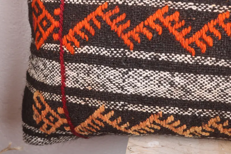 Ethnical Kilim Rug Pillow, Pillow Sham, 12x48 Red Pillow Cover, Pillow for Sofa, Vintage Kilim Throw Pillow, Square Throw Pillow Cover - 3