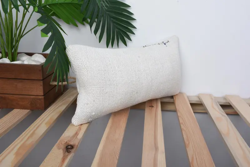 Home Decor Pillow, 8x16 White Pillow Sham, Turkish Rugs Cushion, Kilim Pillow Cover, Vintage Pillow, Pillow, Accent Throw Cushion Cover - 4
