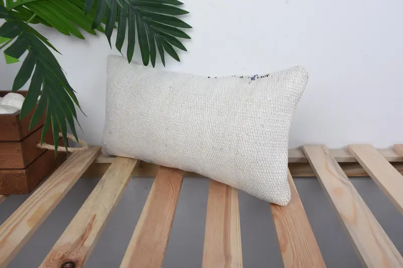 Home Decor Pillow, 8x16 White Pillow Sham, Turkish Rugs Cushion, Kilim Pillow Cover, Vintage Pillow, Pillow, Accent Throw Cushion Cover - 5