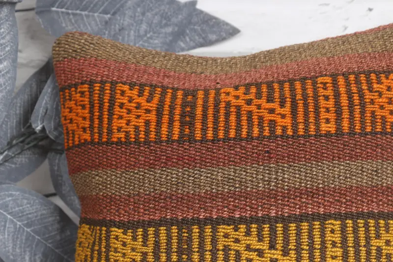 Vintage Pillow Cover, Kilim Pillow Cover, Cushion, 12x12 Yellow Cushion Case, Vintage Kilim Pillow, Pillow for Couch, Customized Pillow - 2
