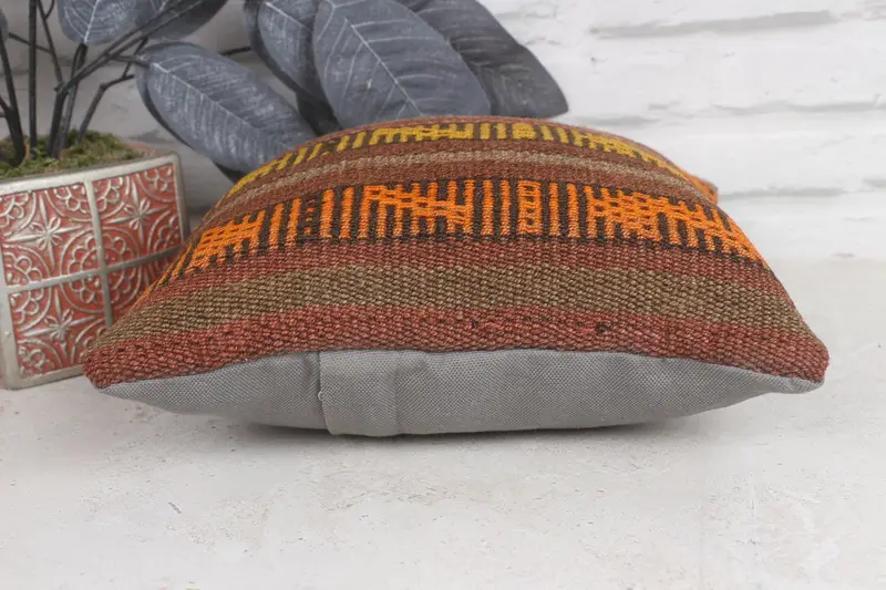 Vintage Pillow Cover, Kilim Pillow Cover, Cushion, 12x12 Yellow Cushion Case, Vintage Kilim Pillow, Pillow for Couch, Customized Pillow - 5