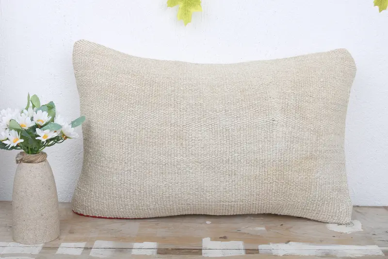 Interior Designer Pillow, Kilim Cushion Sham, Bolster Cushion Cover, Bright Pillow, Pillow Case, 12x20 White Pillow Sham, Throw Kilim Pillow - 2