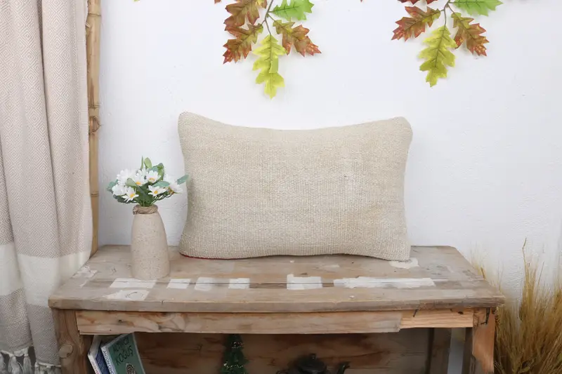 Interior Designer Pillow, Kilim Cushion Sham, Bolster Cushion Cover, Bright Pillow, Pillow Case, 12x20 White Pillow Sham, Throw Kilim Pillow - 1
