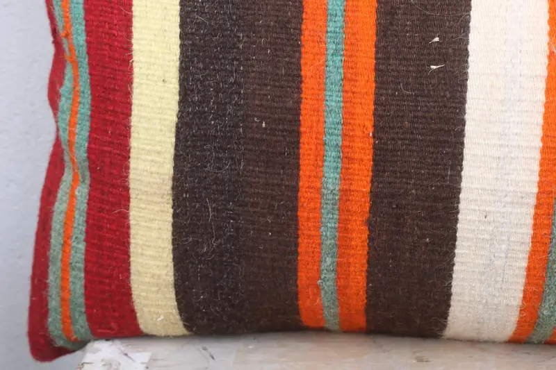 Turkish Kilim Pillow, Bohemian Cushion Pillow Sham, Sofa Bolster Cushion Case, Turkish Pillow, Throw Kilim Pillow, 16x36 Brown Pillow, Cushion - 3