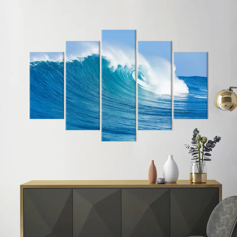 Wave Canvas Art, Ocean Wall Art, Water Art Decor, Sea Wall Art, Blue Canvas Decor, Coastal Wall Art, - 5