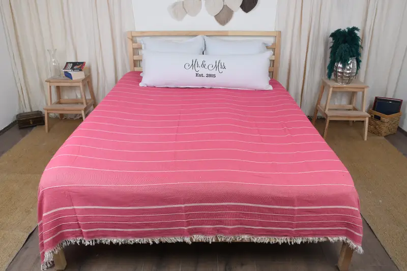 Woven Throw Blanket, Personalized Blanket, Welcome Wedding Gift, Bachelorette Gifts, Bachelorette Party Gifts For Bride, 100x80 Cotton Striped Towel - 6