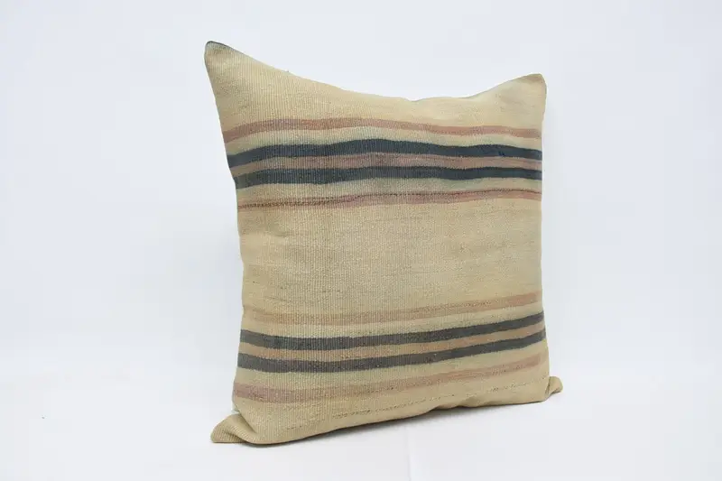 32x32 Beige Cushion Case, Boho Pillow Sham Cover, Oriental Pillow Case, Authentic Cushion, Pillow Cover, Home Decor Pillow, Turkish Kilim Pillow - 3