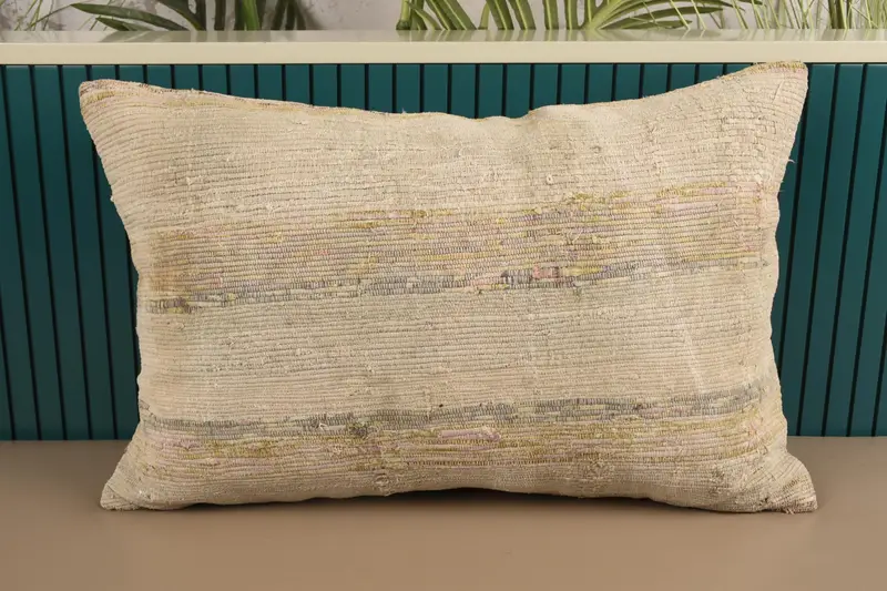Green 40x60 cm Vintage Cushion, Striped Patio Gift Pillow - 1