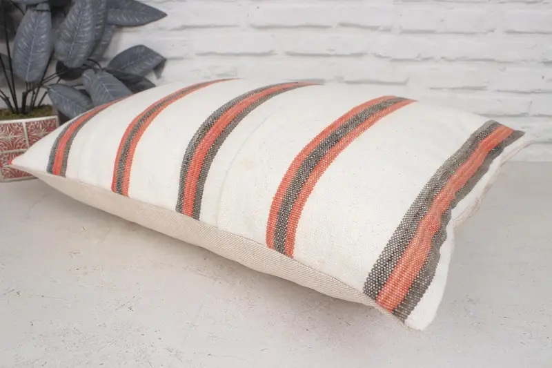 Vintage Kilim Pillow, Turkish Kilim Pillow, 16x24 Beige Pillow, Cushion Case, Interior Designer Pillow, Traditional Pillow, Bolster Pillow Case - 6