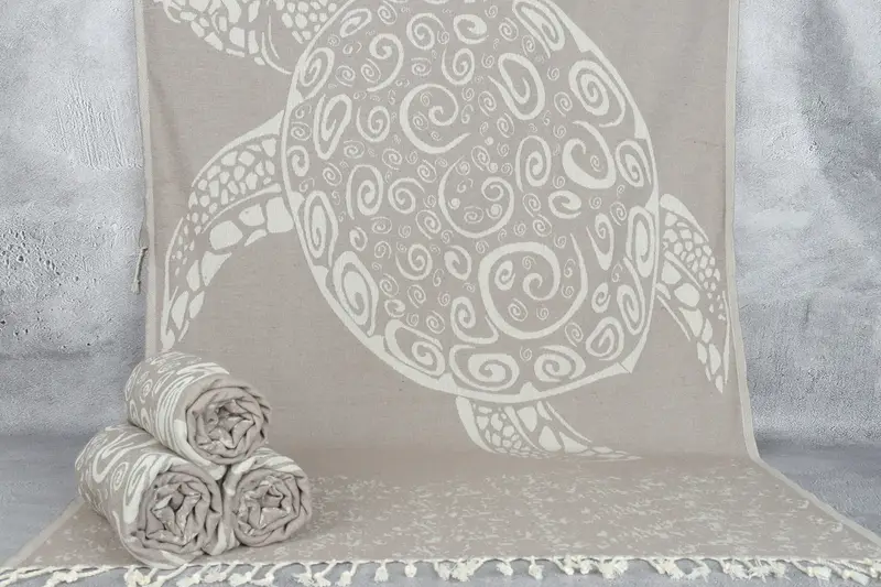 Organic towel, Lightweight Turkish towel, Gift Towel, 70x40 Cotton Carretta Patterned Towel, Antibacterial Turkish peshtemal towel, Summer Gift - 1