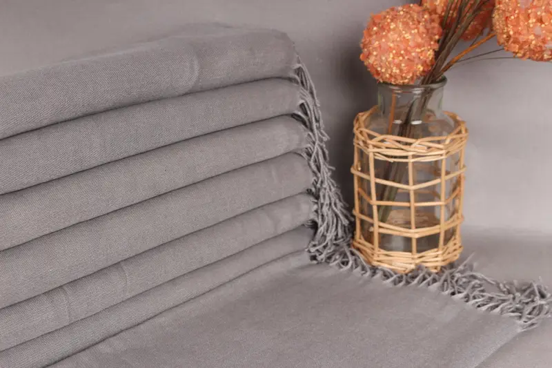 Beach Towel Dark Gray Cotton Pashmina, 28x67 Inches