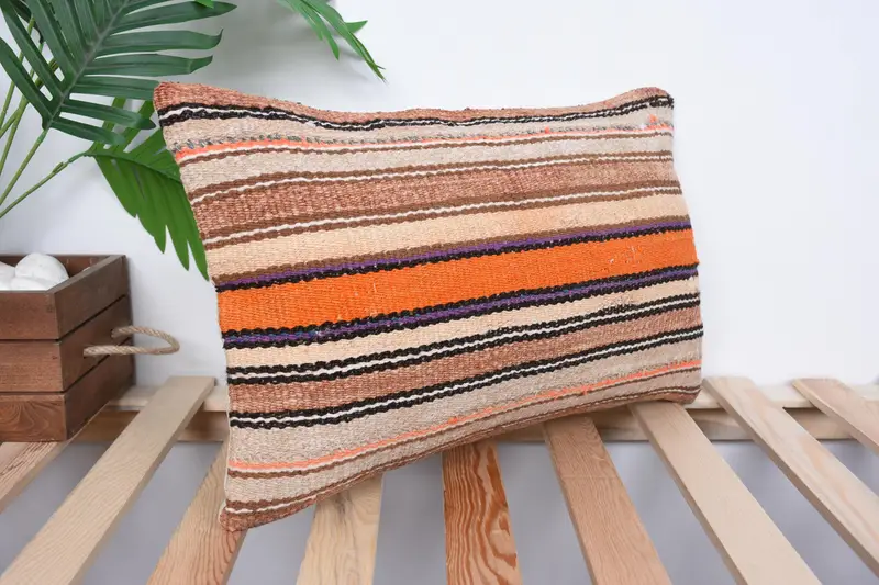 Gift Pillow, Outdoor Bolster Pillow Case, Cotton Cushion Cover, Throw Kilim Pillow, Cushion Cover, 12x20 Beige Pillow Cover, Vintage Pillow - 4