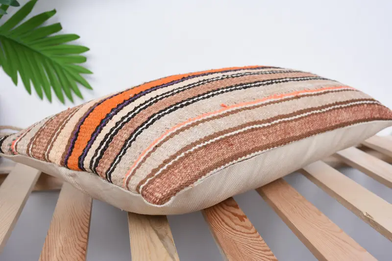 Gift Pillow, Outdoor Bolster Pillow Case, Cotton Cushion Cover, Throw Kilim Pillow, Cushion Cover, 12x20 Beige Pillow Cover, Vintage Pillow - 6