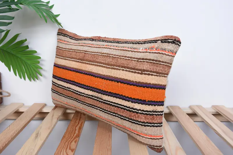 Gift Pillow, Outdoor Bolster Pillow Case, Cotton Cushion Cover, Throw Kilim Pillow, Cushion Cover, 12x20 Beige Pillow Cover, Vintage Pillow - 5