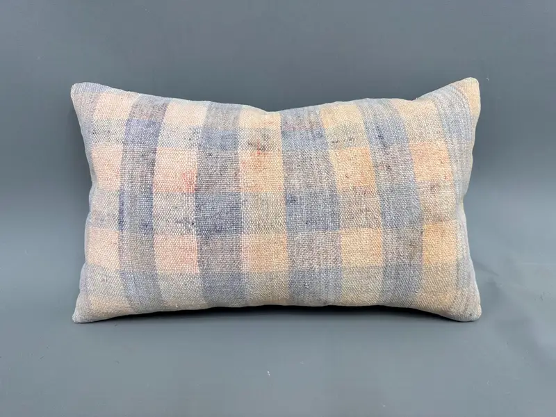 Natural Pillow Cover, 12x20 Pink Pillow Cover, Vintage Kilim Throw Pillow, Ethnical Kilim Rug Pillow, Cushion, Handmade Kilim Cushion - 4