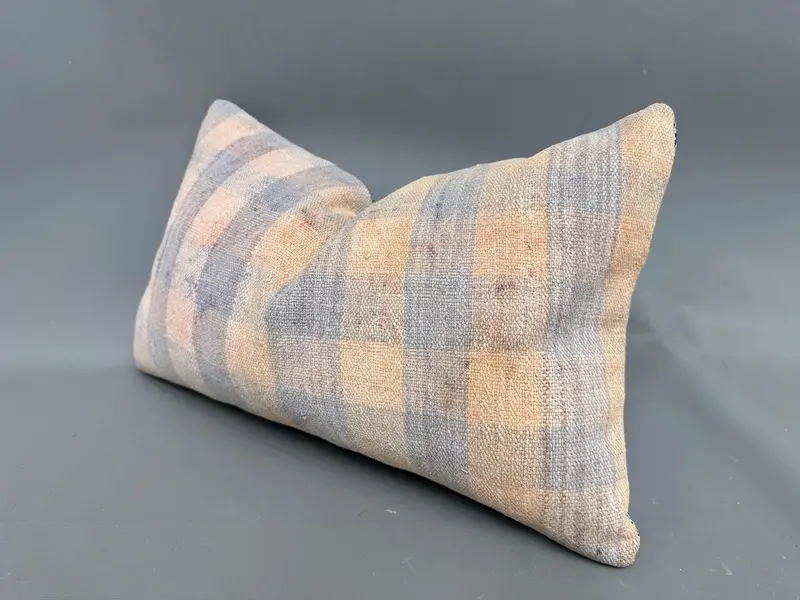Natural Pillow Cover, 12x20 Pink Pillow Cover, Vintage Kilim Throw Pillow, Ethnical Kilim Rug Pillow, Cushion, Handmade Kilim Cushion - 3