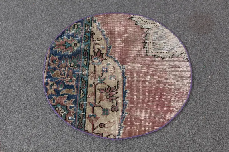 Blauer Ikat-Teppich, 2,6 x 2,6 Fuß, elegantes Blau und Braun