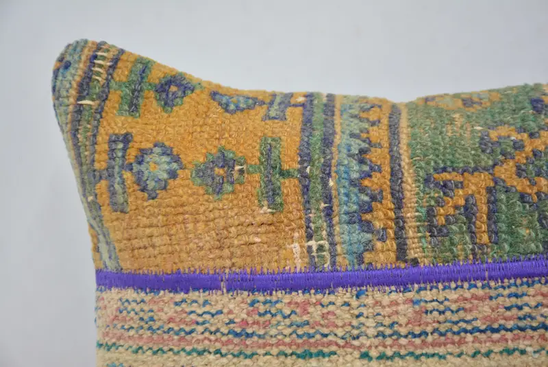 Office Chair Cushion Case, Throw Kilim Pillow, Cushion, 16x24 Blue Pillow Case, Vintage Pillow, Toss Pillow Cover, Interior Designer Pillow - 2