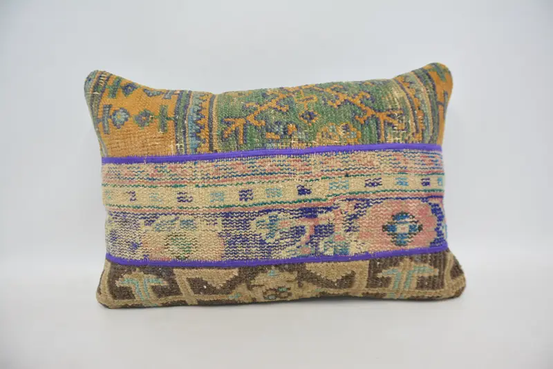 Office Chair Cushion Case, Throw Kilim Pillow, Cushion, 16x24 Blue Pillow Case, Vintage Pillow, Toss Pillow Cover, Interior Designer Pillow - 1