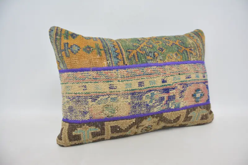 Office Chair Cushion Case, Throw Kilim Pillow, Cushion, 16x24 Blue Pillow Case, Vintage Pillow, Toss Pillow Cover, Interior Designer Pillow - 3